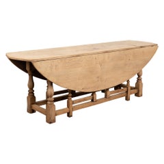 20th Century Bleached Oak English Wake Table Dropleaf Dining Table Console