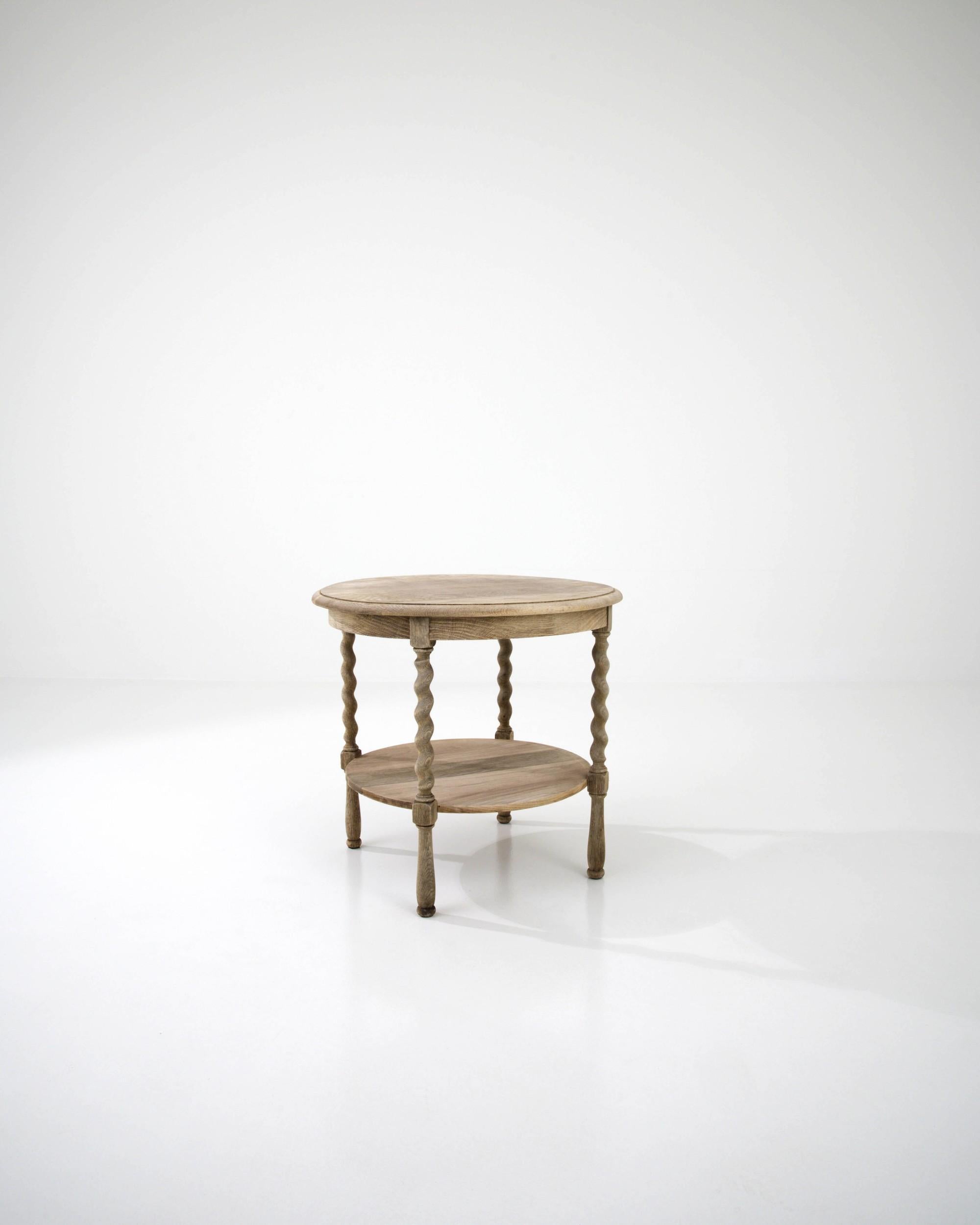 Belgian 20th Century Bleached Oak Side Table