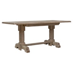 20th Century Bleached Wood Oak Trestle Dining Table
