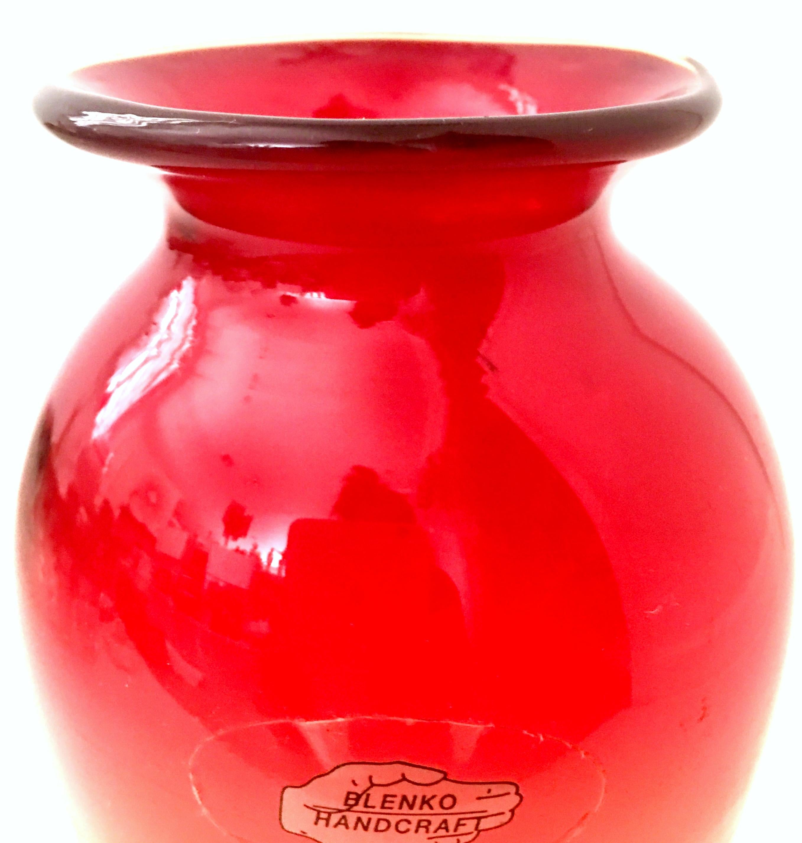 Blown Glass 20th Century Blenko Glass Tangerine Vase For Sale