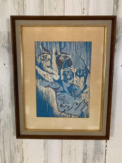 20th Century Block Print titled "Understanding"
