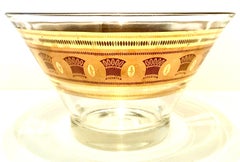 20th Century Blown Glass Printed 22-Karat Gold Drinks Set of Nine Pieces, Culver