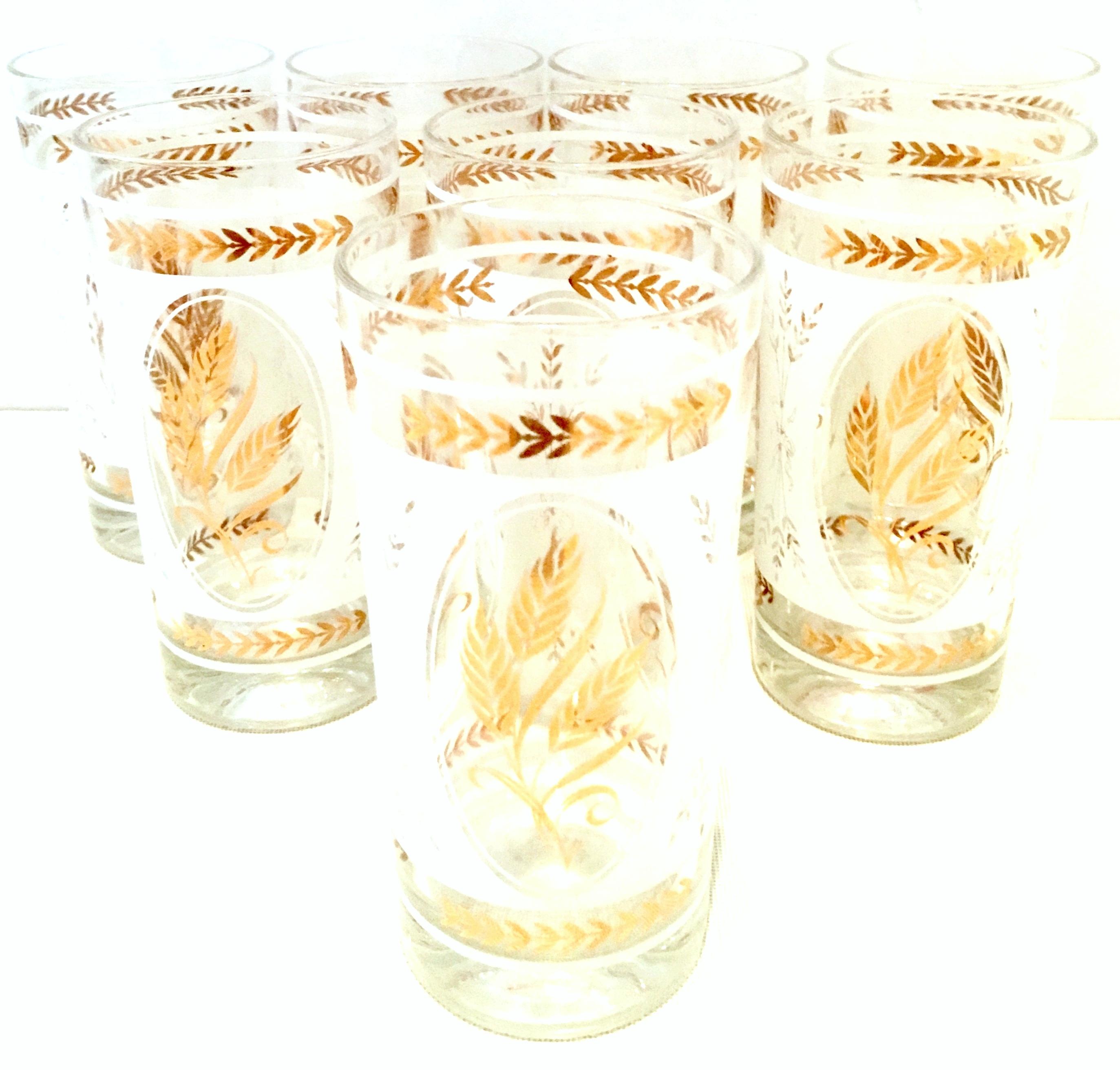 20th Century Blown Glass Printed 22-Karat Gold Drinks Set of Nine Pieces, Culver For Sale 4