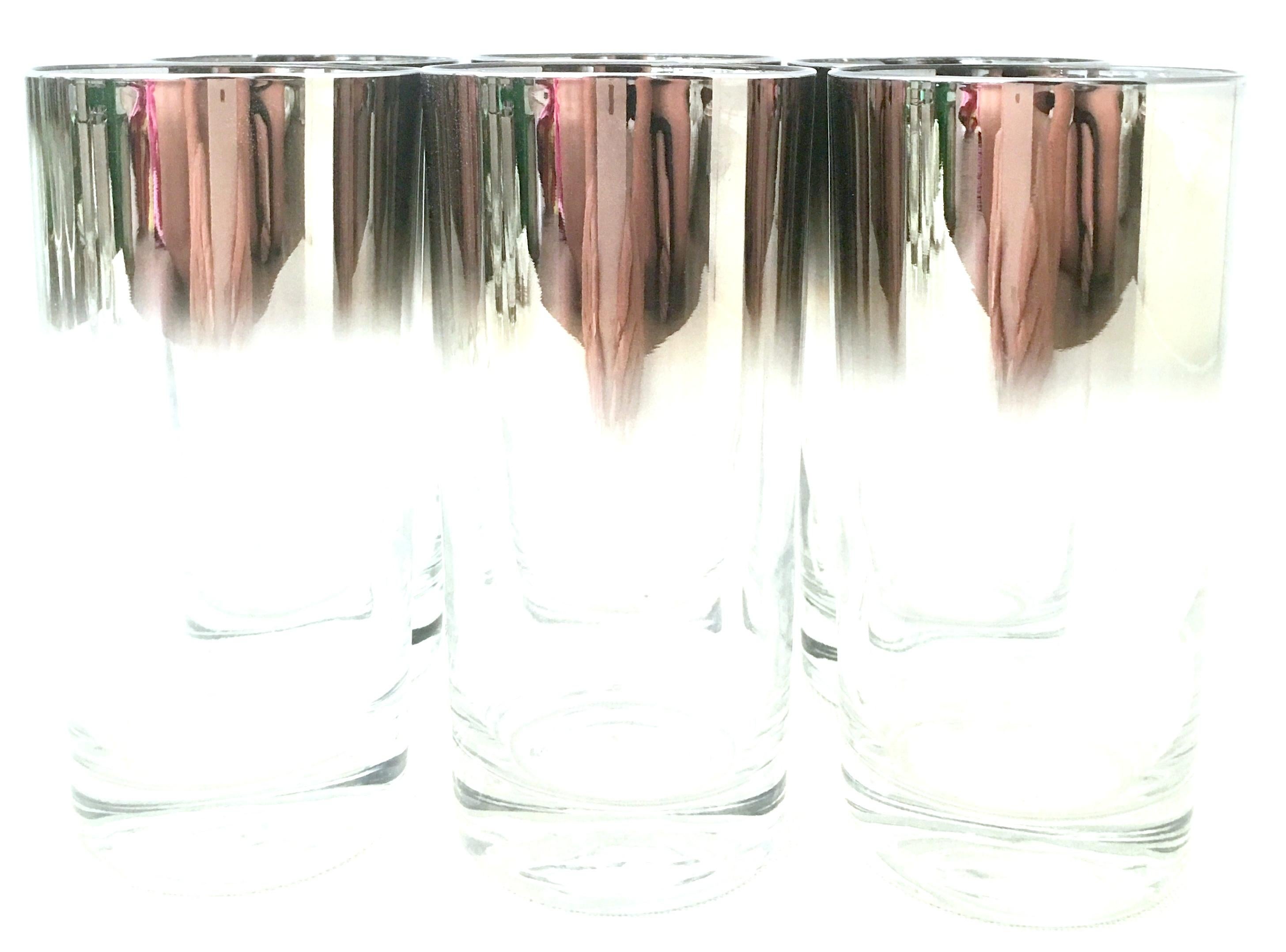 American Vintage Blown Glass and Sterling Silver Drinks Set by Dorothy Thorpe, Set of 10