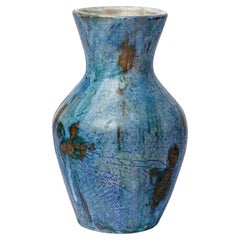 20th century blue abstract ceramic vase design unique piece 22 cm