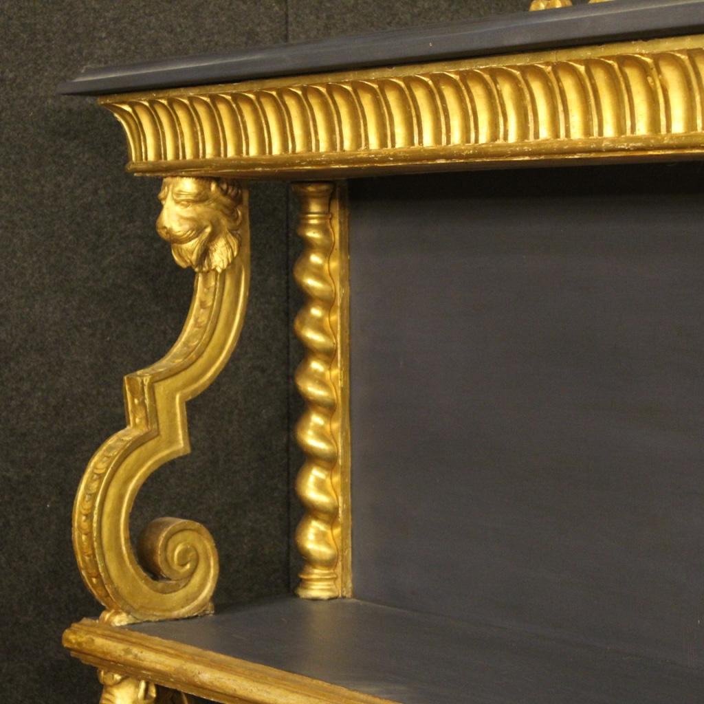 20th Century Blue and Gilt Painted Wood French Etagere Bookcase, 1930 4