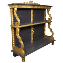 20th Century Blue and Gilt Painted Wood French Etagere Bookcase, 1930