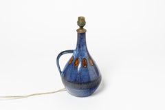 20th Century Blue and Orange Ceramic Table Lamp by Guy Roland Marcy Vallauris