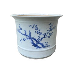 20th Century Blue and White Cherry Blossom Porcelain Cachepot