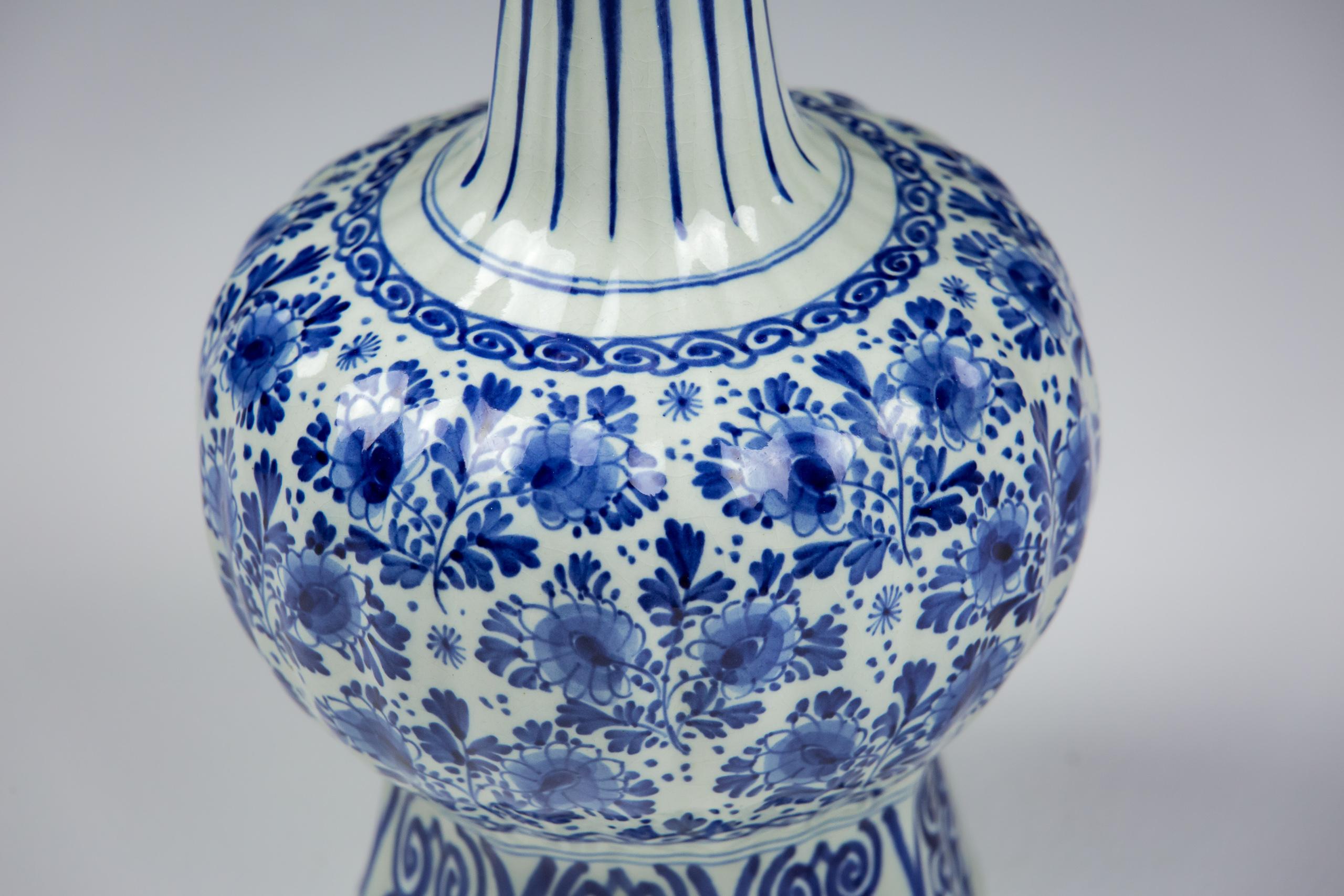 Mid-20th Century 20th Century Blue and White Delft Knobbelvaas or Gourd Vase For Sale
