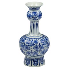 Vintage 20th Century Blue and White Delft Knobbelvaas or Gourd Vase