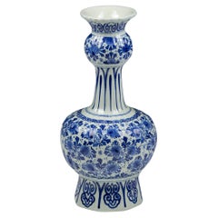 Blau-weiße Delft-Knopfvase oder Kürbisvase des 20.