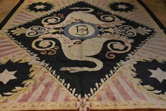 20th Century Blue and White Floreal Swans Rug by Reginald Toms, circa 1920