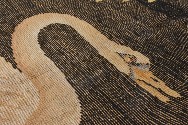 20th Century Blue and White Floreal Swans Rug by Reginald Toms, circa ...