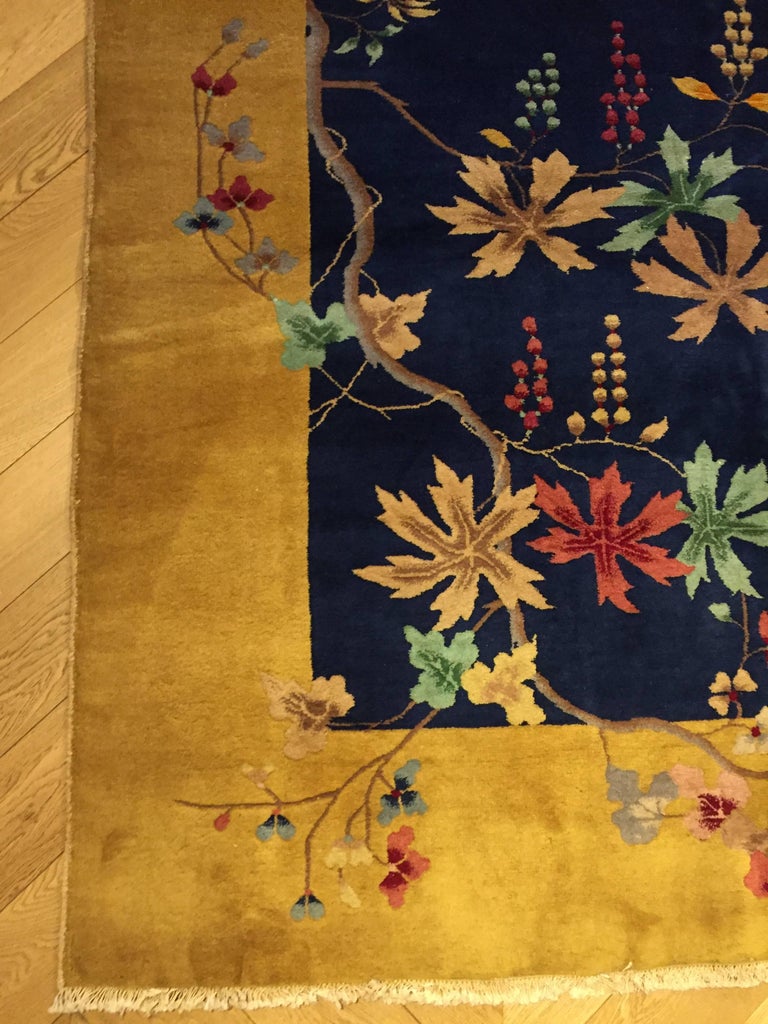 20th Century Blue and Yellow Wool Nichols Art Deco Chinese Rug, 1920 ...