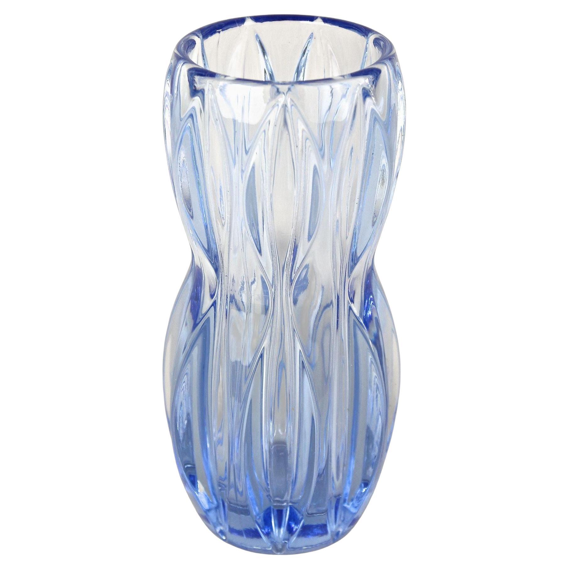 Jarrón de cristal Art Decó azul del siglo XX, Austria ca. 1920