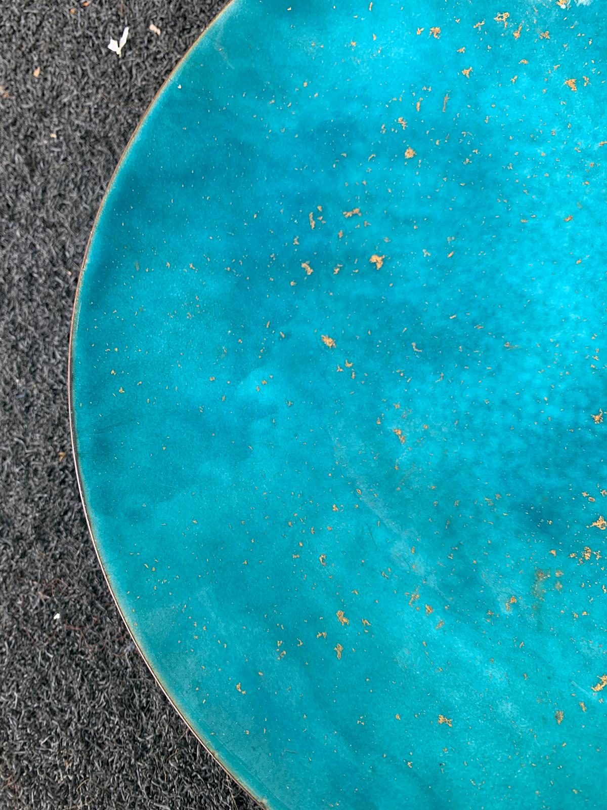 20th Century Blue Enamel Plate In Good Condition In Atlanta, GA