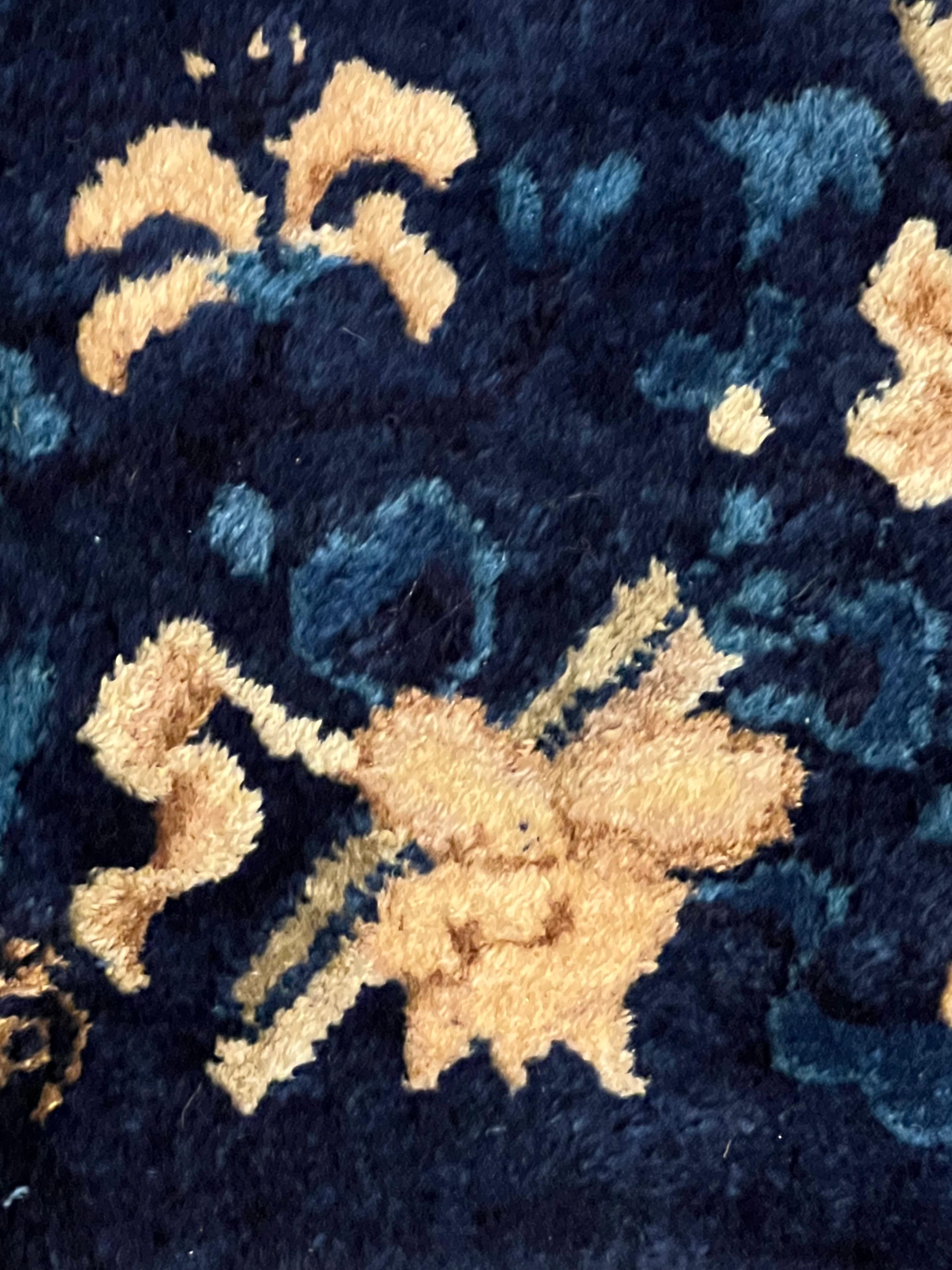 20th Century, Blue Field with Phoenix and Floreal Border Chinese Rug, ca 1910 For Sale 5