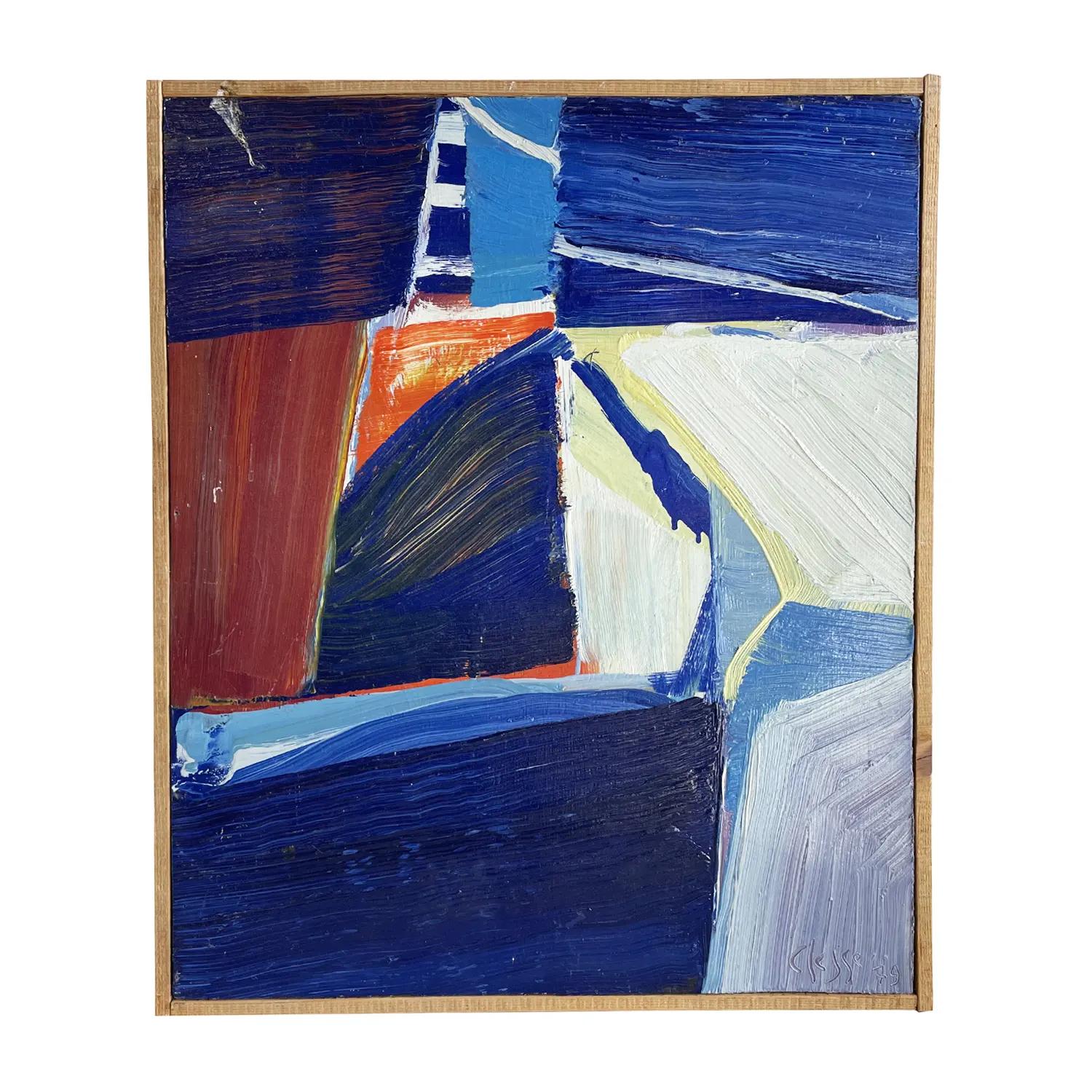 Français Peinture à l'huile abstraite française du 20e siècle représentant un champ de couleurs, par Daniel Clesse en vente