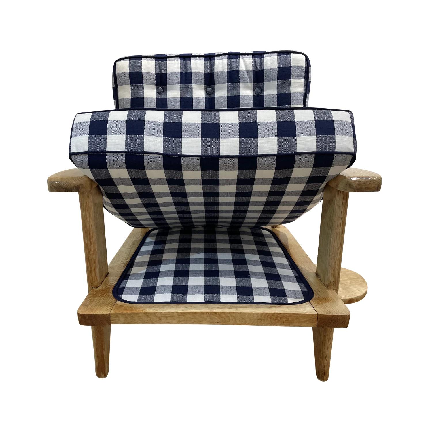 20th Century Blue French Bleached Oak Cocktail Armchair by Guillerme et Chambron For Sale 2