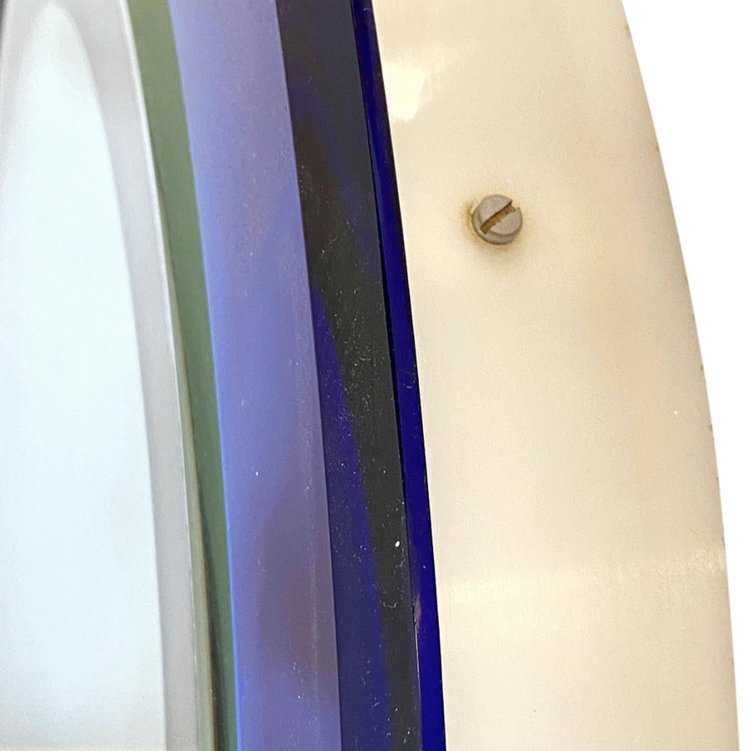 Blauer italienischer beleuchteter runder Wandspiegel des 20. Jahrhunderts von Cristal Art (Handgefertigt) im Angebot