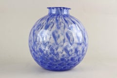 20th Century Blue Murano Glass Ball Vase, Mid Century Modern, Italy ca. 1970