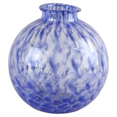 Blaue Murano-Glaskugelvase des 20. Jahrhunderts, Mid Century Modern, Italien ca. 1970