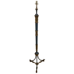 20th Century Blue Painted and Bronze Floor Lamp