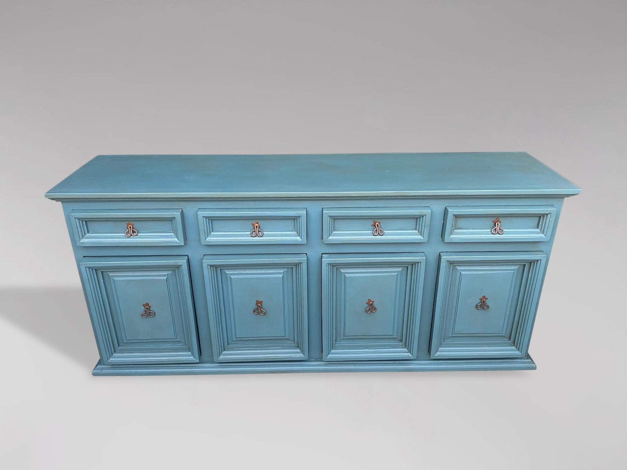Mexican 20th Century Blue Painted Pine Dresser Base or Enfilade For Sale