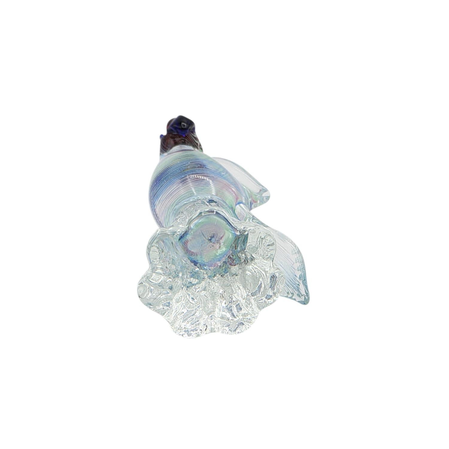 Escultura italiana de cristal de Murano azul-rojo del siglo XX, loro de Archimede Seguso Hecho a mano en venta