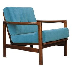 Blauer Vintage-Sessel aus Samt von Zenon Baczyk aus der Mitte des Jahrhunderts, Europa, 1960er Jahre