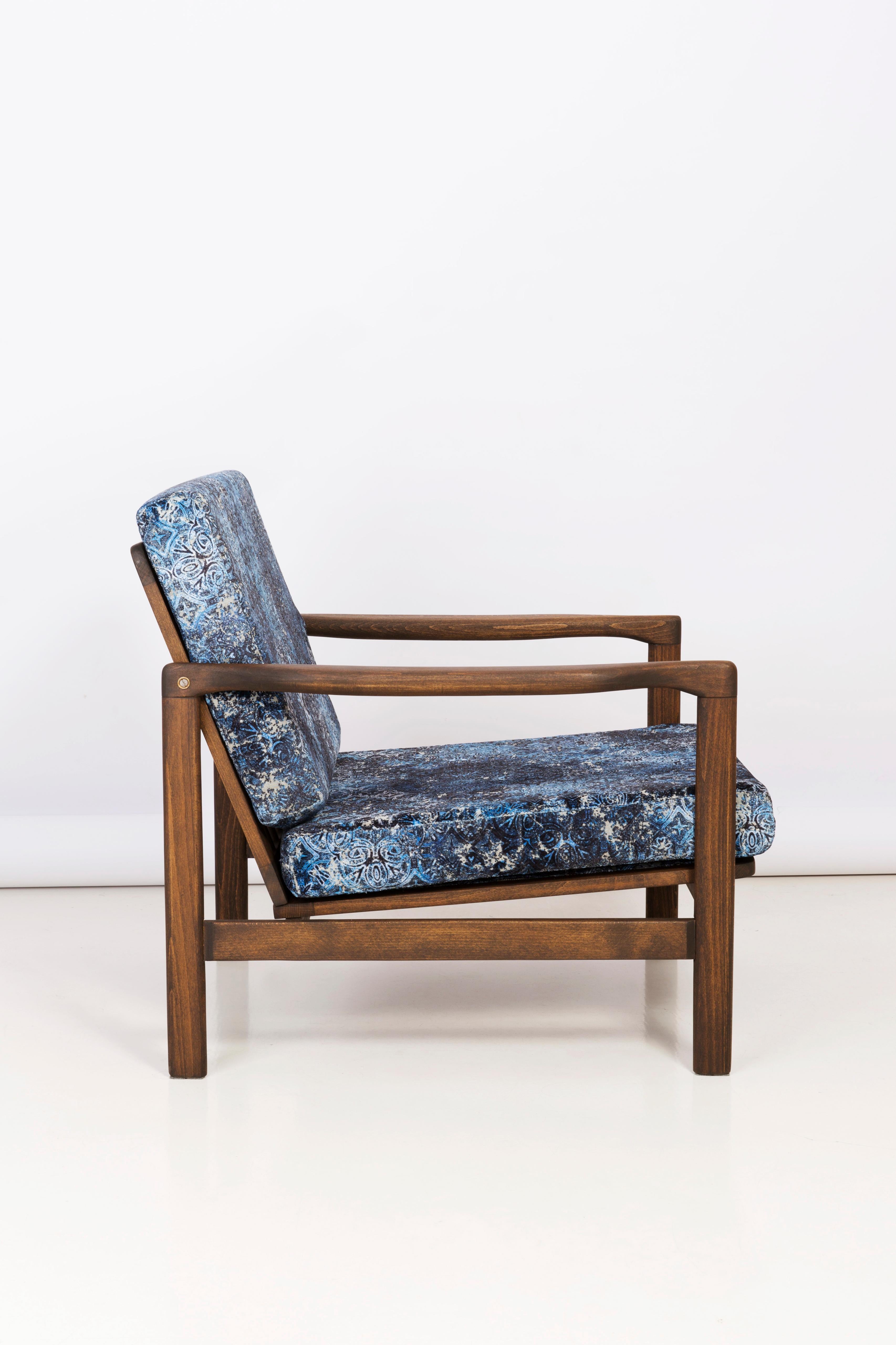 20th Century Blue Vintage Armchair, Zenon Baczyk, 1960s In Excellent Condition For Sale In 05-080 Hornowek, PL