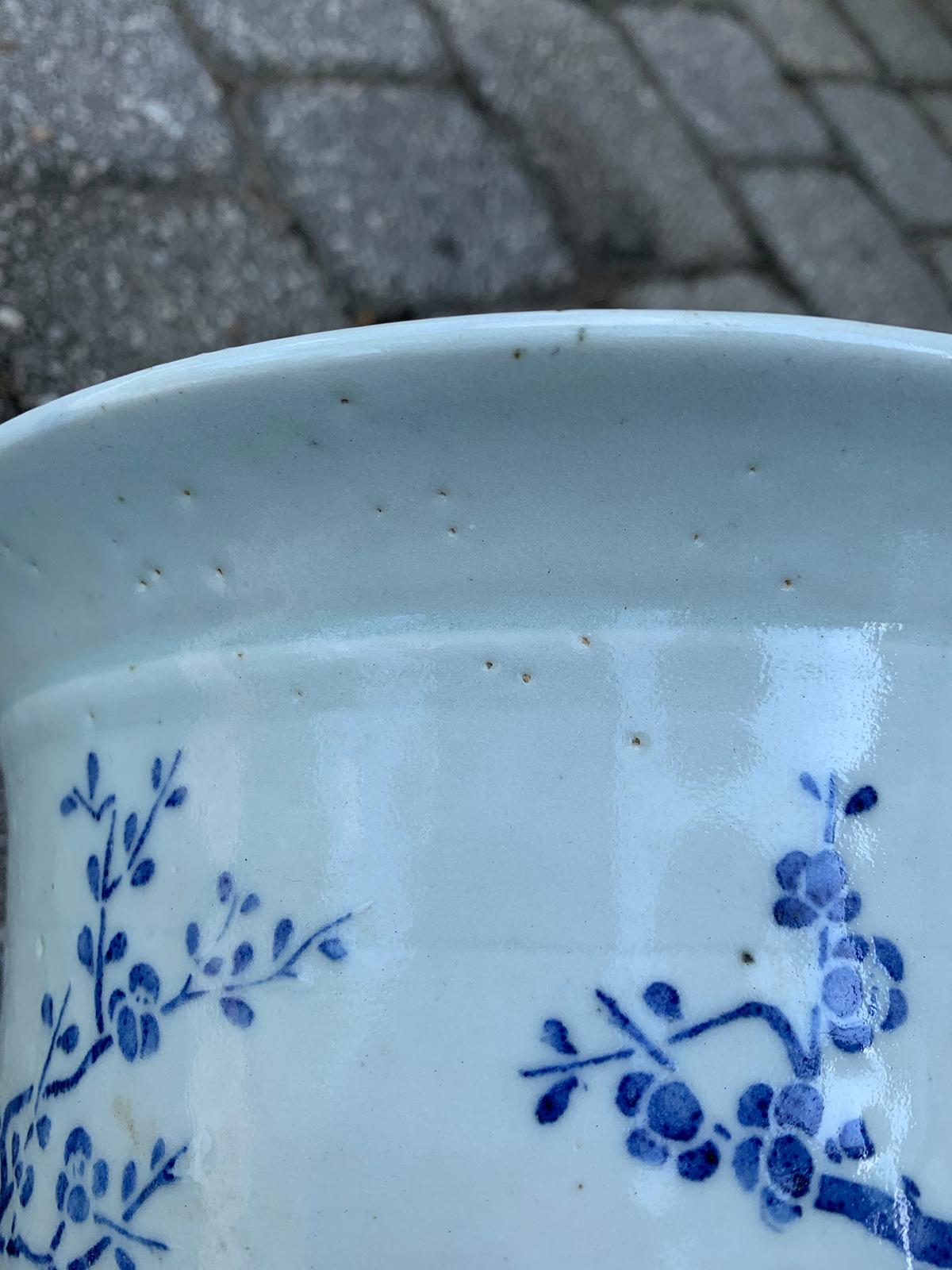 20th Century Blue and White Cherry Blossom Porcelain Cachepot 3