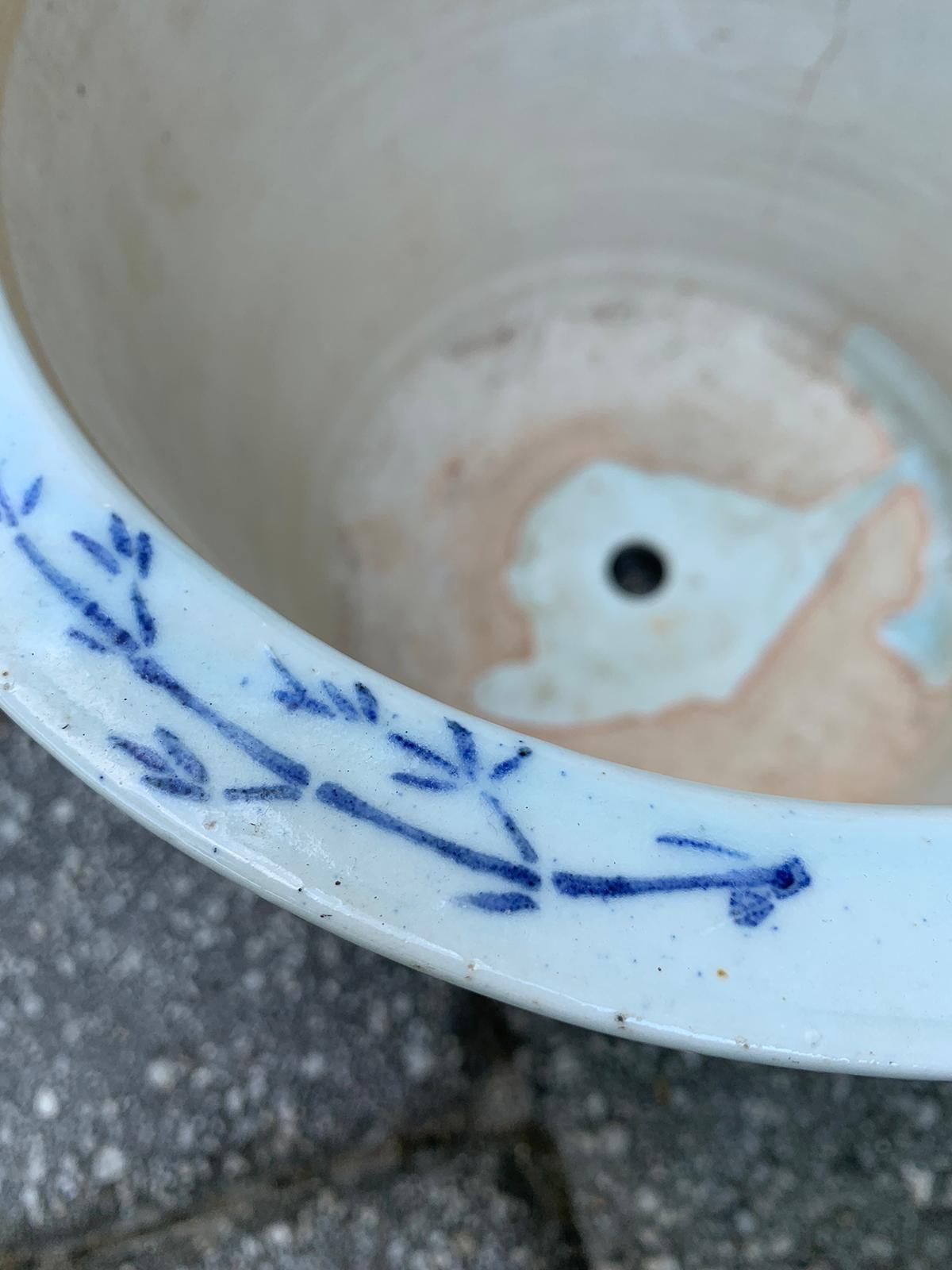 20th Century Blue and White Cherry Blossom Porcelain Cachepot 4