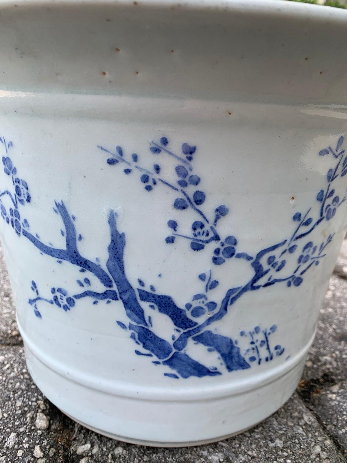 20th Century Blue and White Cherry Blossom Porcelain Cachepot 5