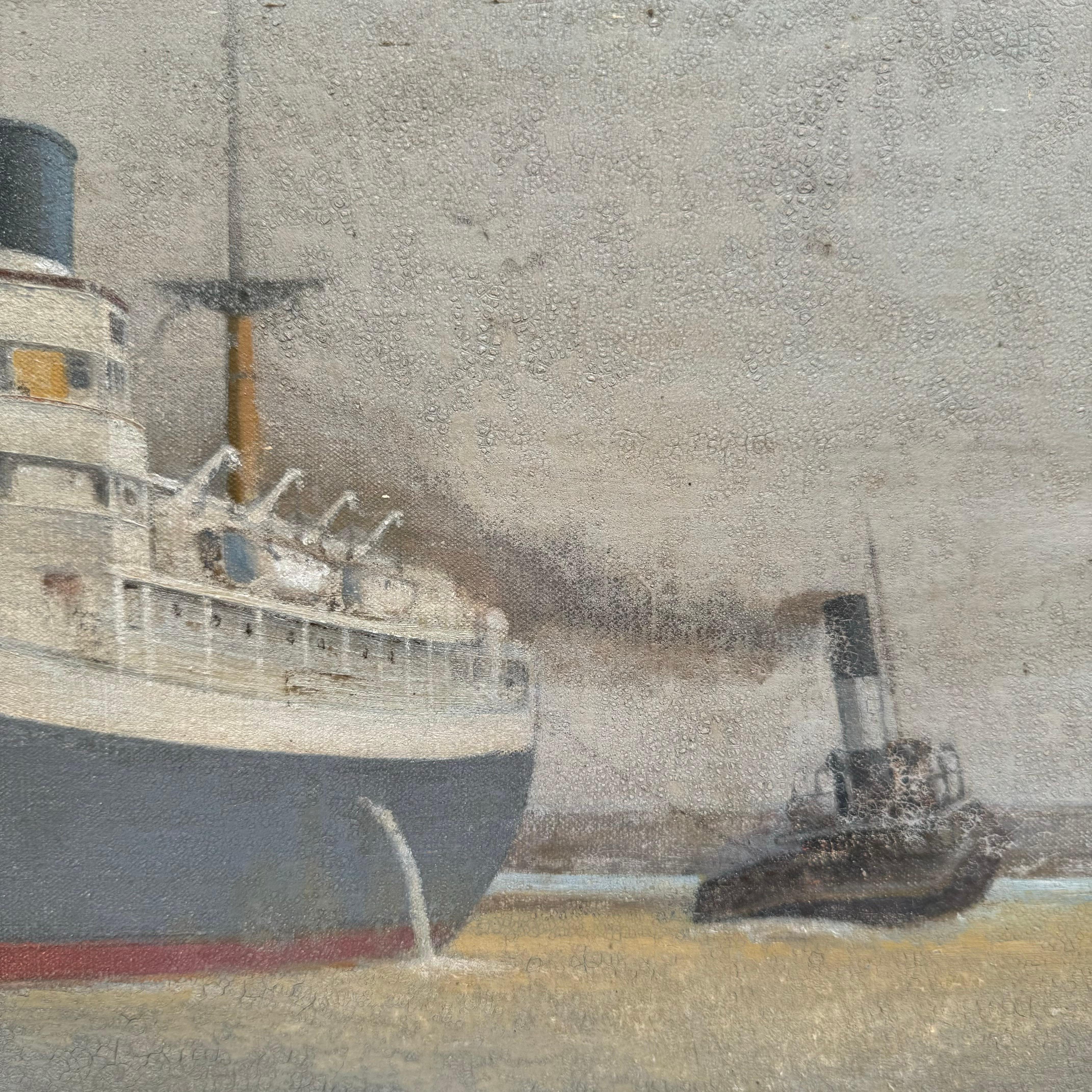 Öl auf Leinwand, Bootsszene in den Docks von Southampton, England
Wunderbare Farben und Kunstfertigkeit, in gutem Zustand
