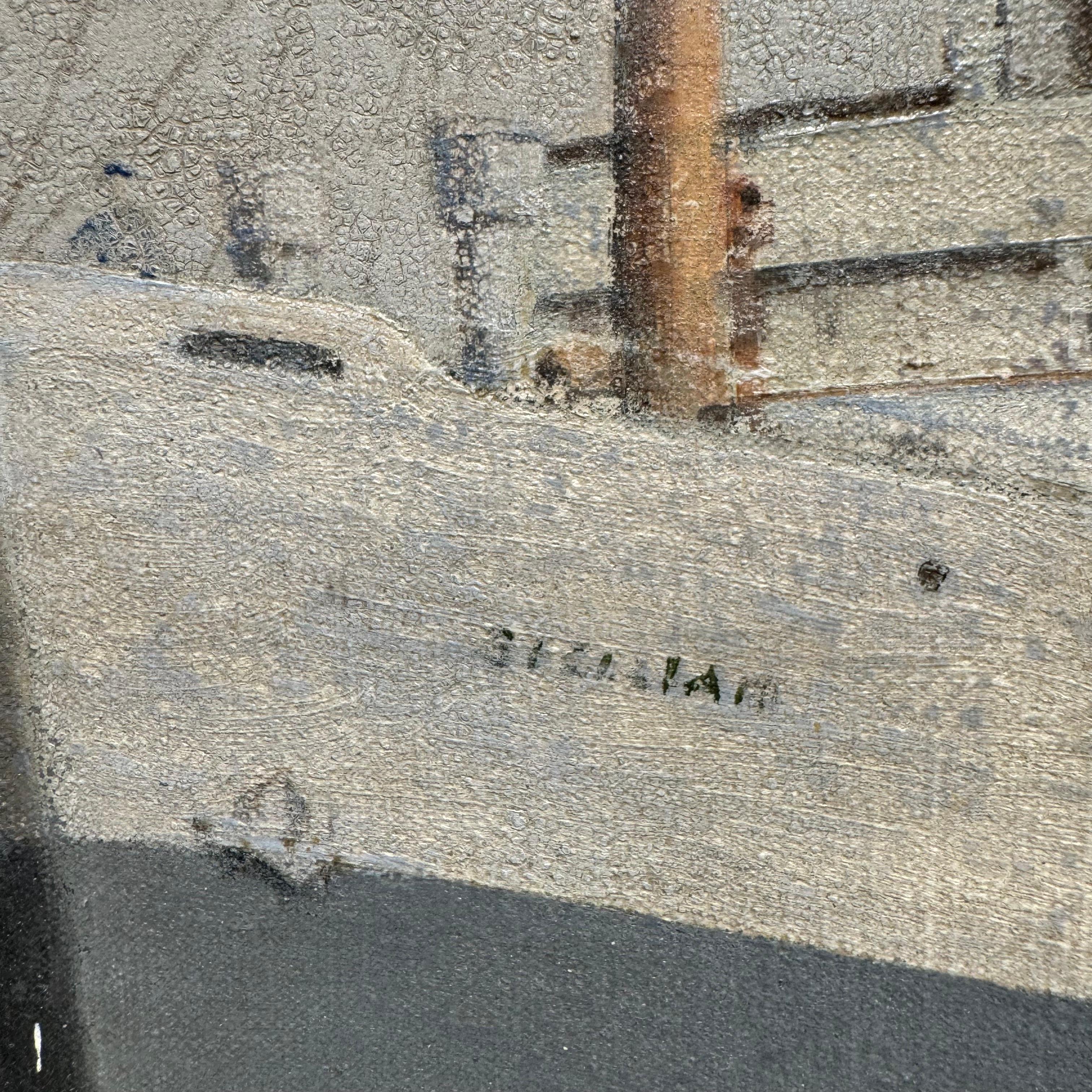 Bootssszene des 20. Jahrhunderts, Gemälde – Southampton Docks, England (Handbemalt) im Angebot