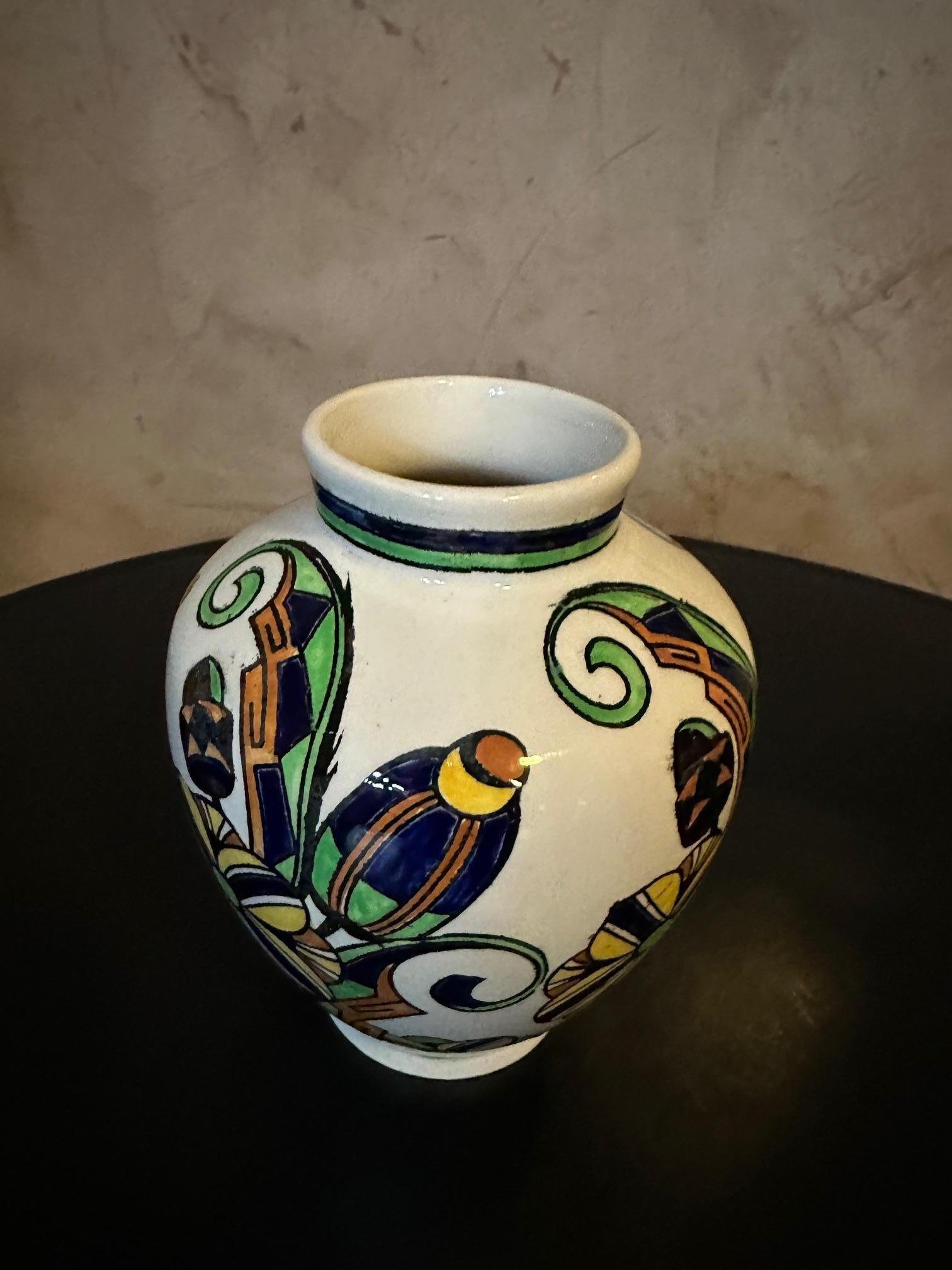 Art Deco 20th century Boch La Louviere Earthenware Vase, 1930s For Sale