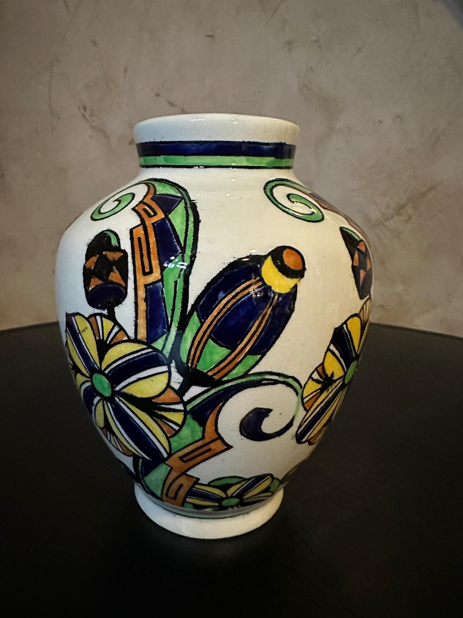 French 20th century Boch La Louviere Earthenware Vase, 1930s For Sale