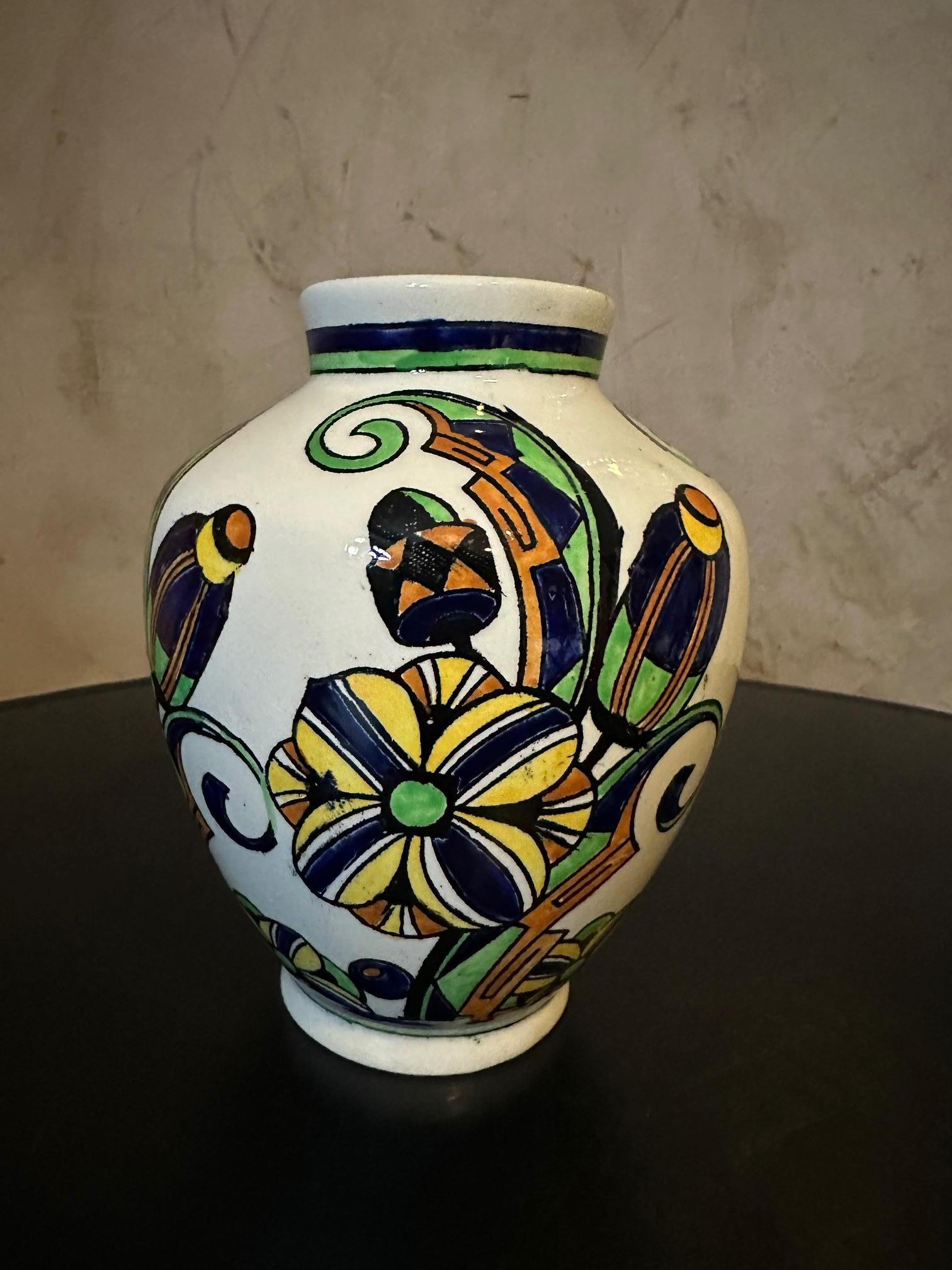 20th century Boch La Louviere Earthenware Vase, 1930s In Good Condition In LEGNY, FR