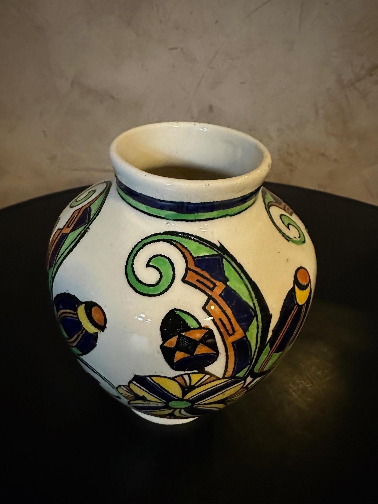 Mid-20th Century 20th century Boch La Louviere Earthenware Vase, 1930s For Sale