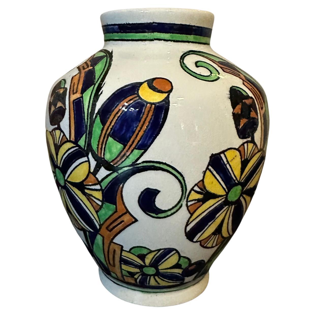 20th century Boch La Louviere Earthenware Vase, 1930s For Sale