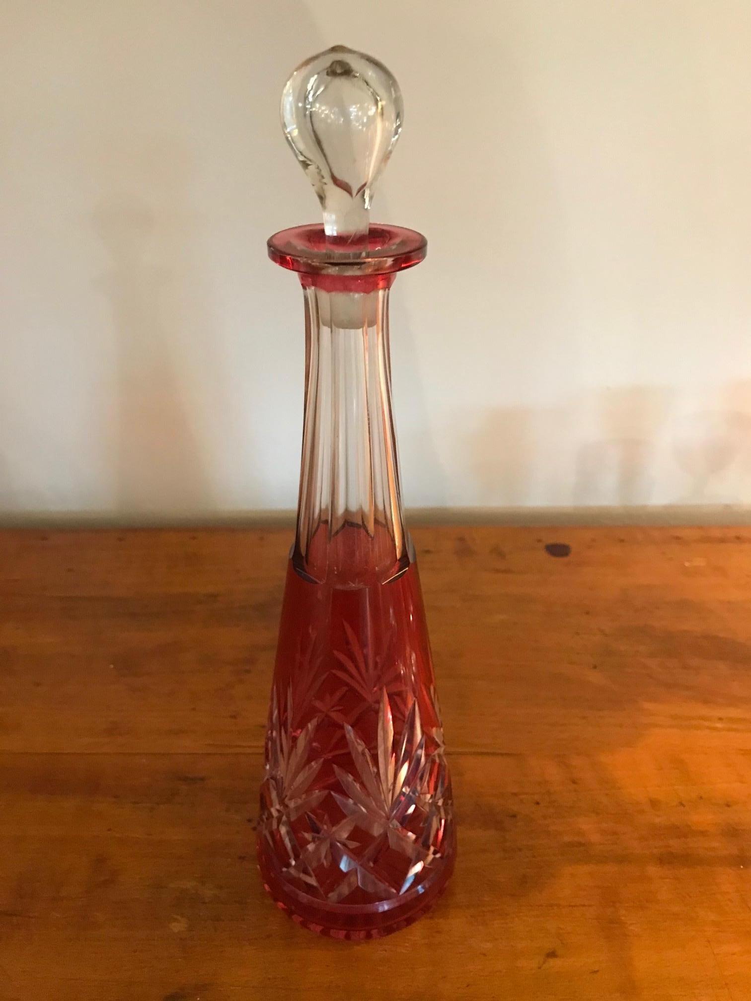 20th Century Bohemia Crystal Set of Nine Glasses and a Decanter, 1930s In Good Condition In LEGNY, FR