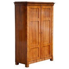 20th Century Bohemian Biedermeier Walnut Wardrobe Cabinet, Restored, 1920s