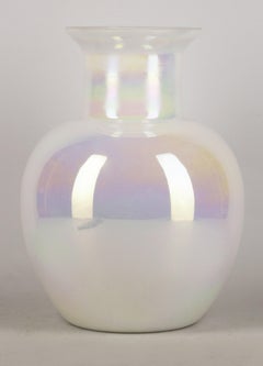20th Century Bohemian/Boho Italian Glazed Iridescent Opaline Glass Bulbous Vase