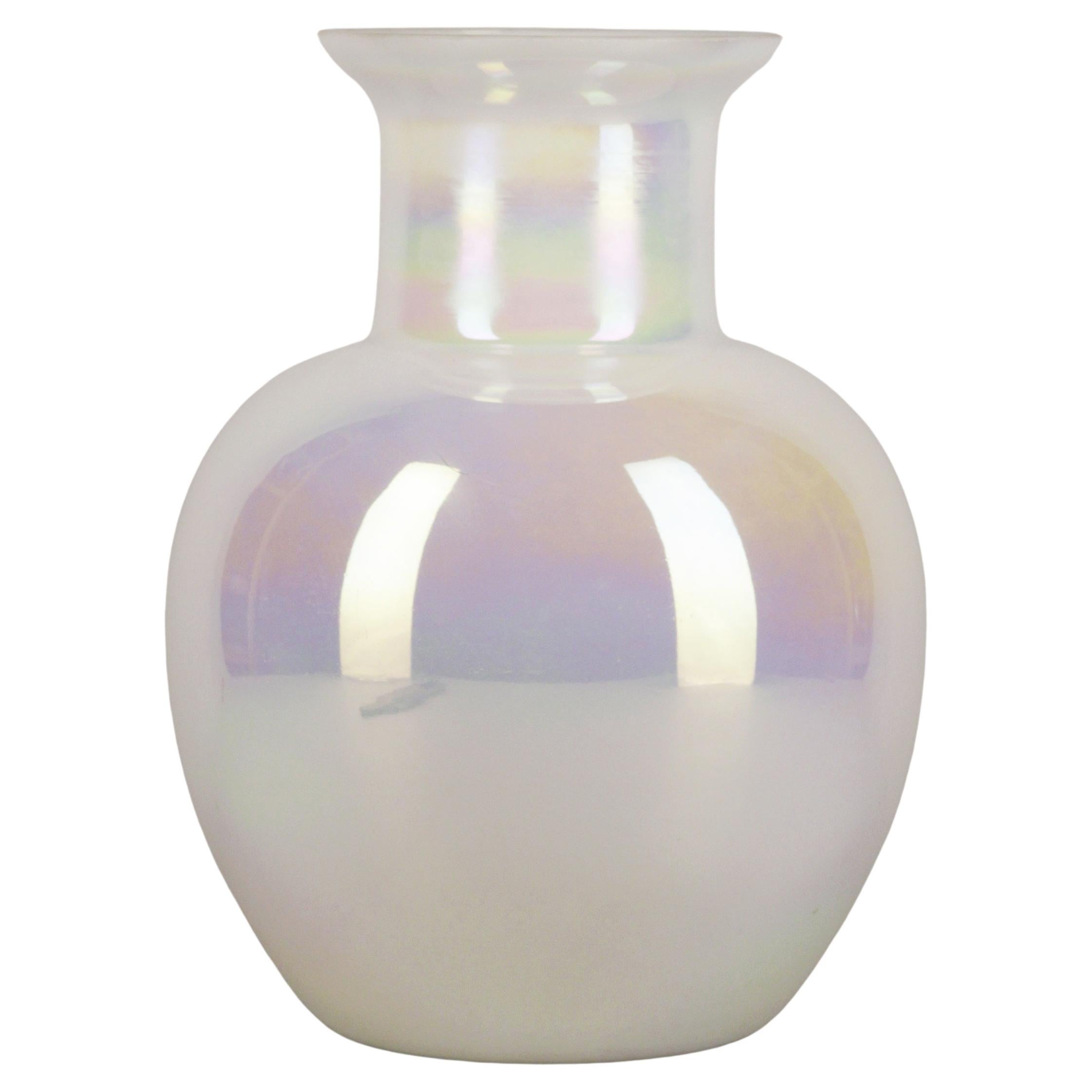 20th Century Bohemian/Boho Italian Glazed Iridescent Opaline Glass Bulbous Vase For Sale