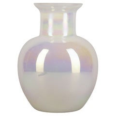 Vintage 20th Century Bohemian/Boho Italian Glazed Iridescent Opaline Glass Bulbous Vase