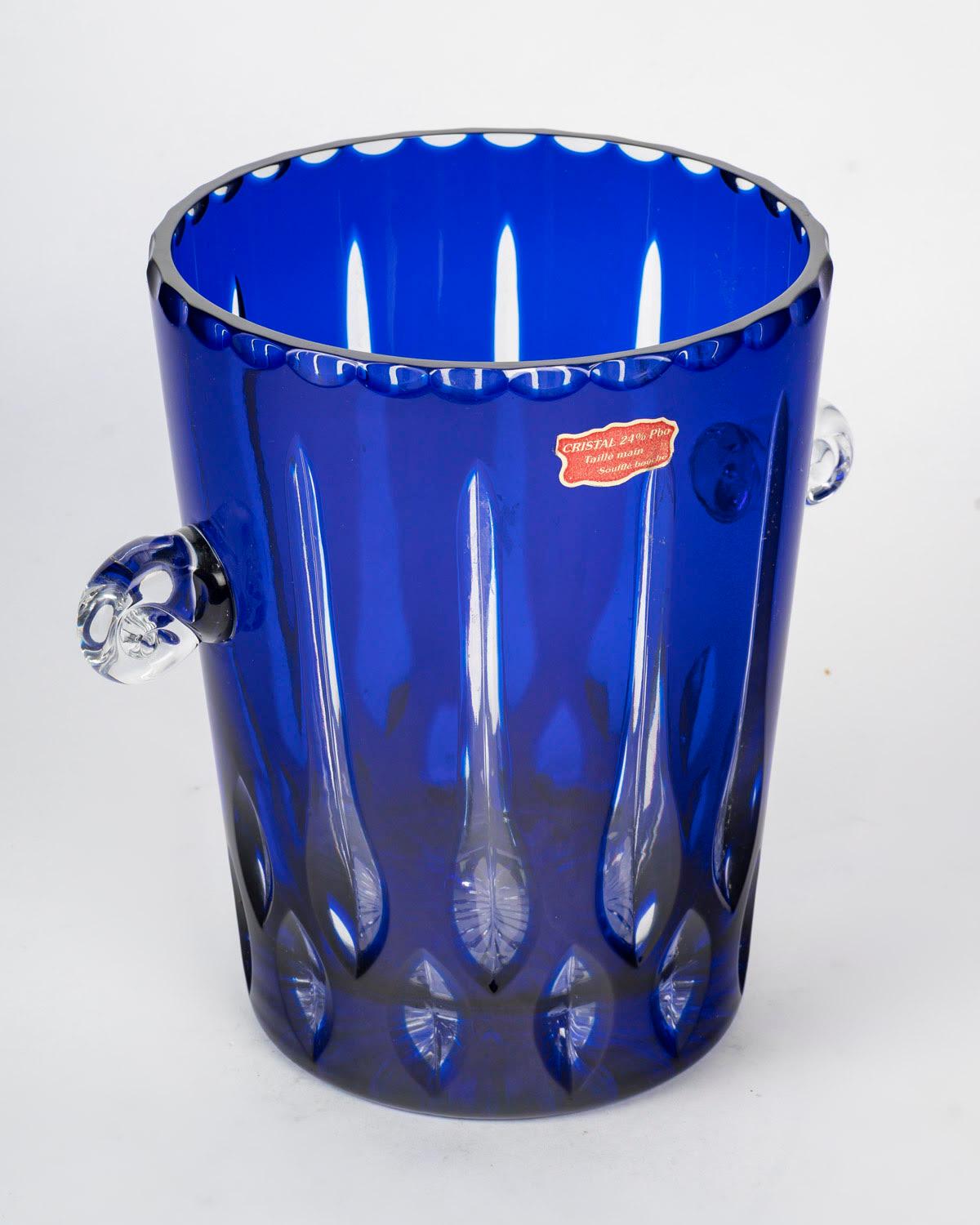French 20th Century Bohemian Crystal Ice Bucket, Napoleon III Style. For Sale