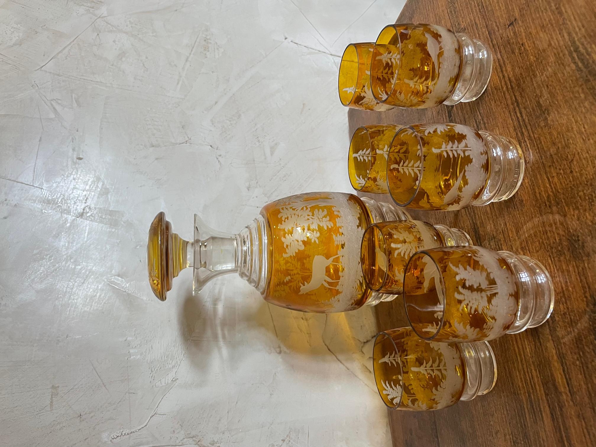 Tchèque Service à liqueur en cristal de Bohème du 20e siècle  en vente