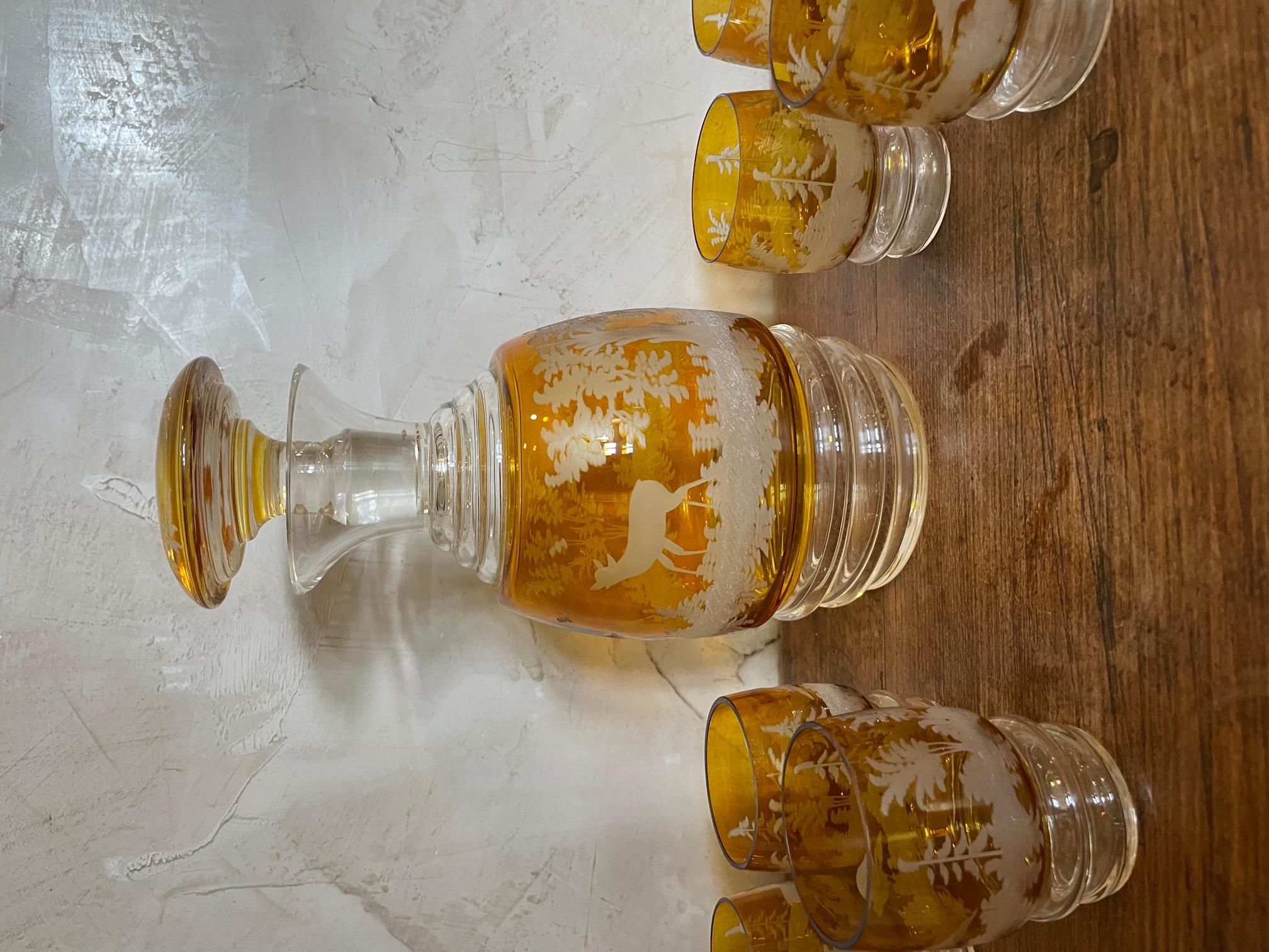 20th Century Bohemian Crystal Liquor Service In Good Condition For Sale In LEGNY, FR